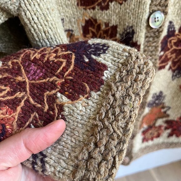 L.L. Bean Fall 100% Wool Cardigan Shawl Neck Fall Sweater Thanksgiving Outfit - Picture 2 of 4